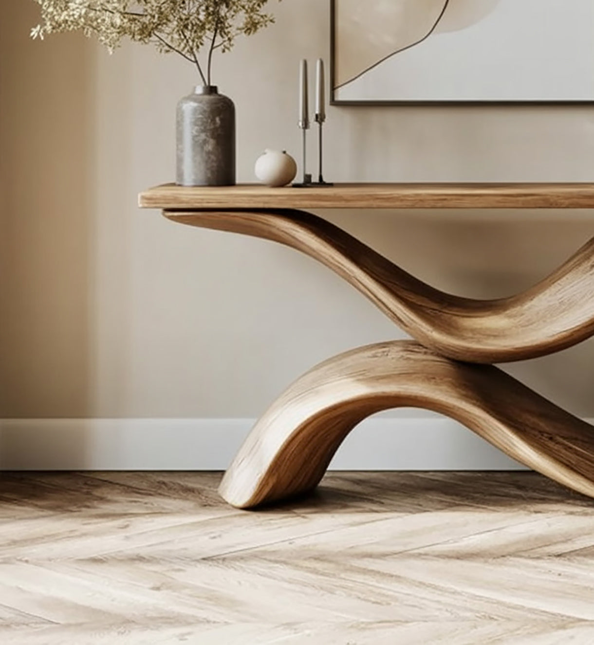 Handgefertigter Massivholz-Konsolentisch für Flur & Wohnzimmer