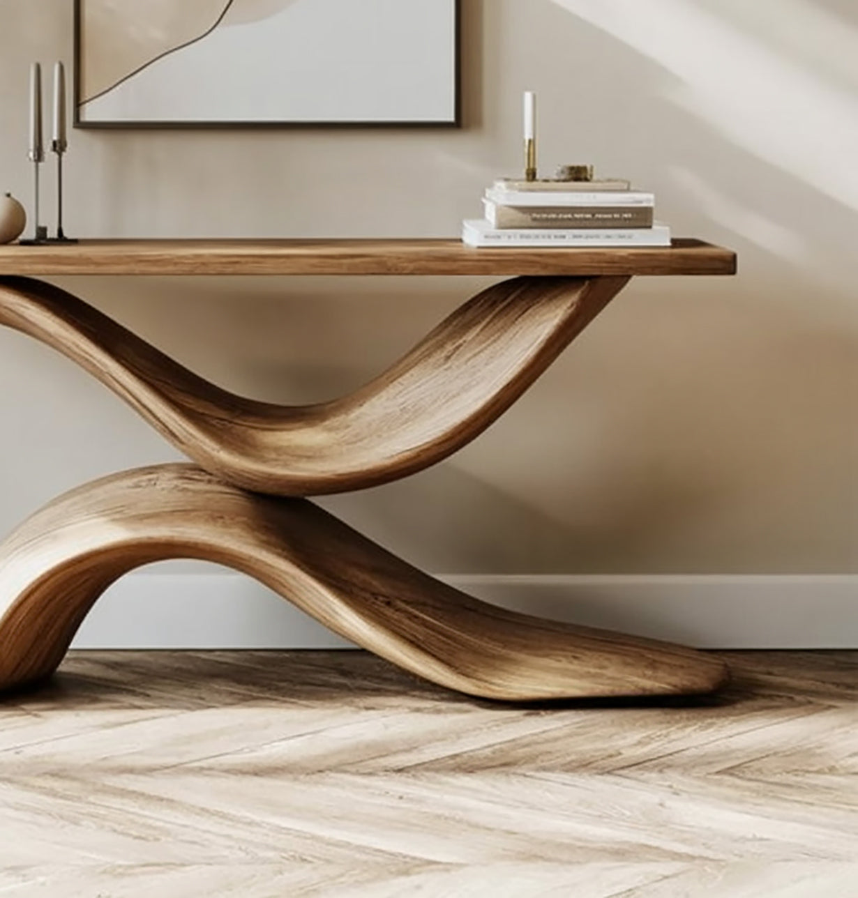 Handgefertigter Massivholz-Konsolentisch für Flur & Wohnzimmer