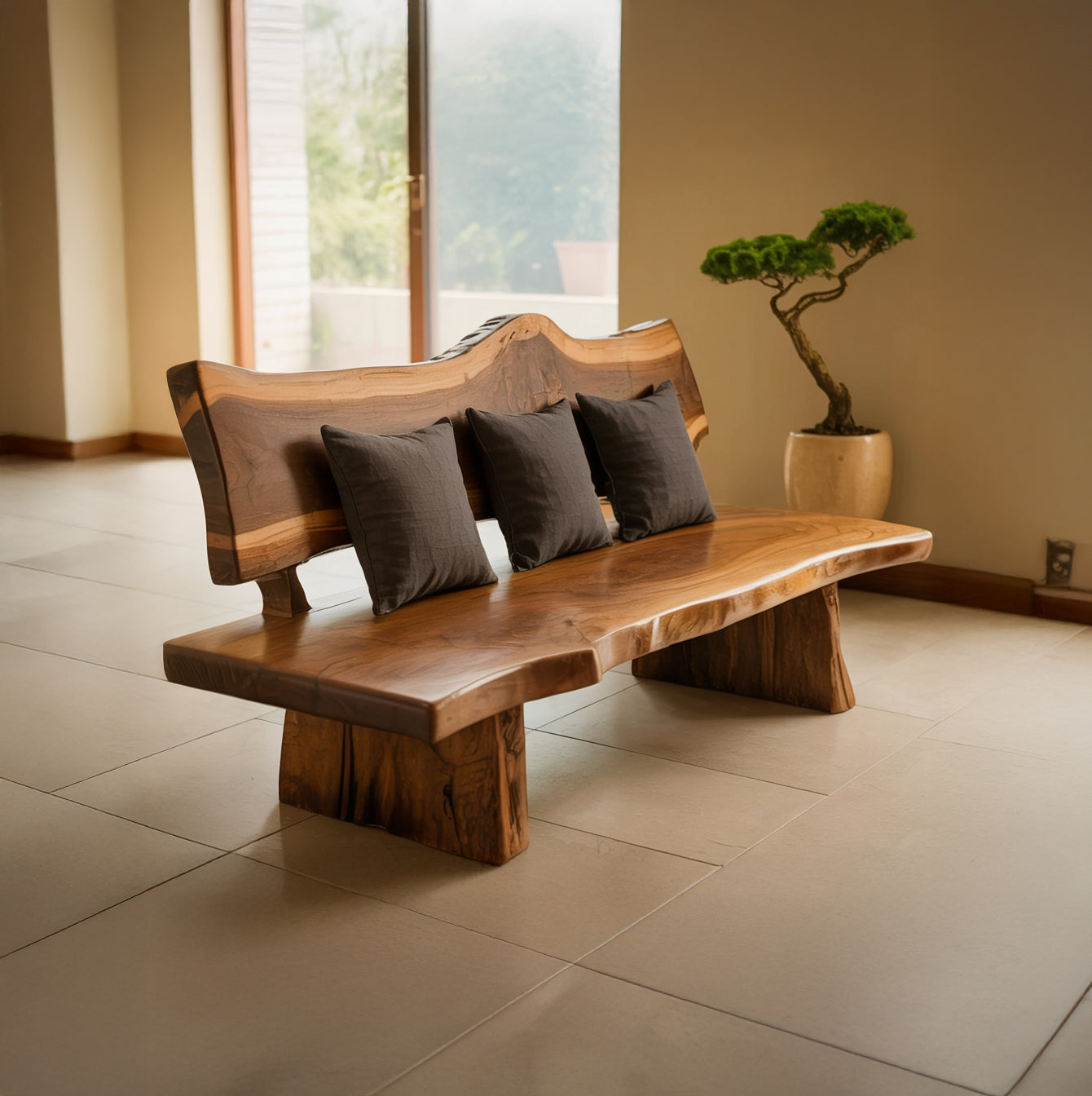 Handgefertigte Live Edge Holzbank – Massivholz Sitzbank