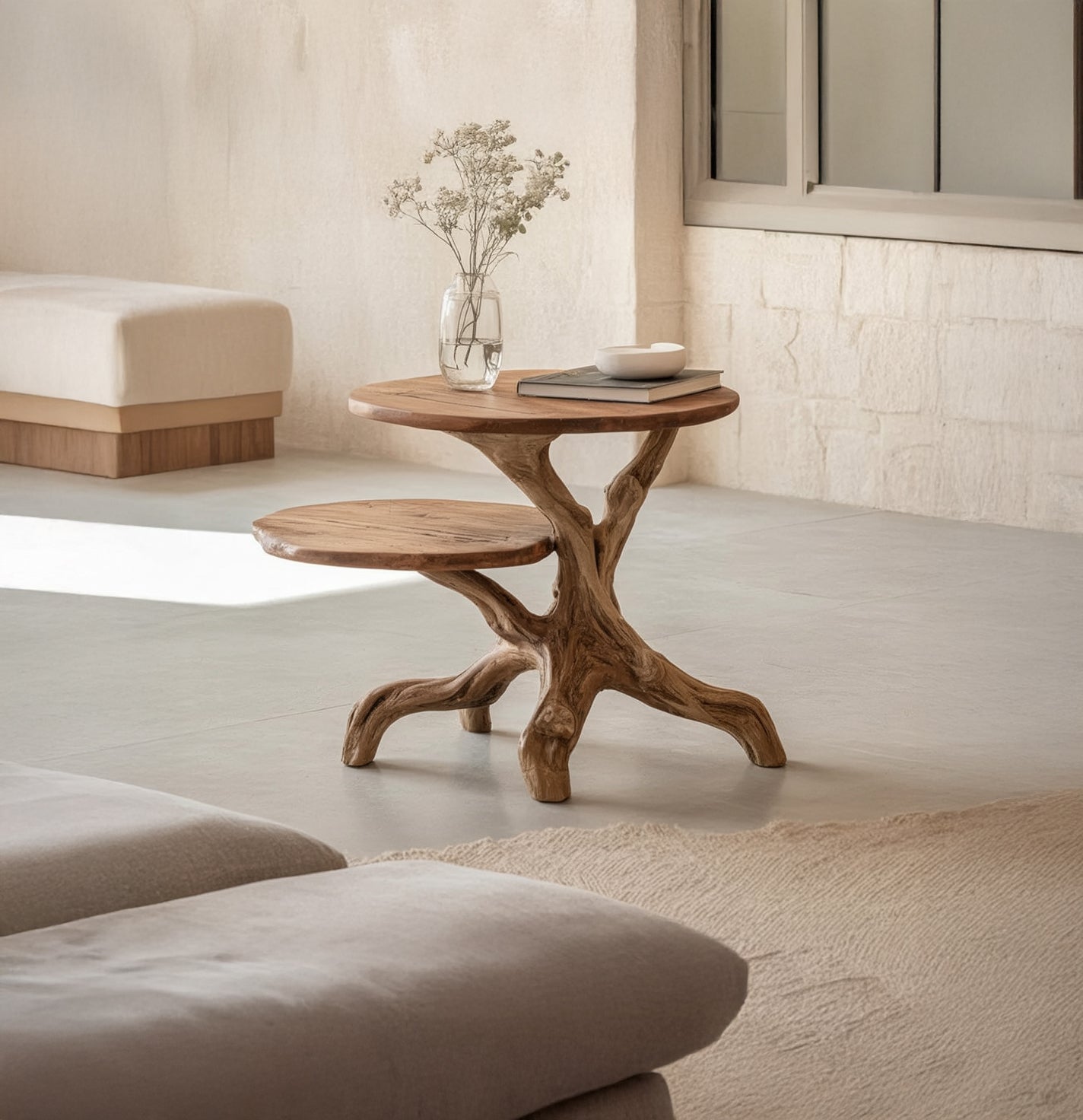 Organischer Beistelltisch aus Massivholz – Skulpturaler Wurzel-Tisch