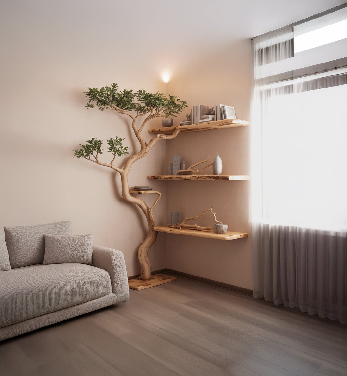 Handgefertigtes Baum-Bücherregal – rustikales Holzregal für Zuhause und Geschenke