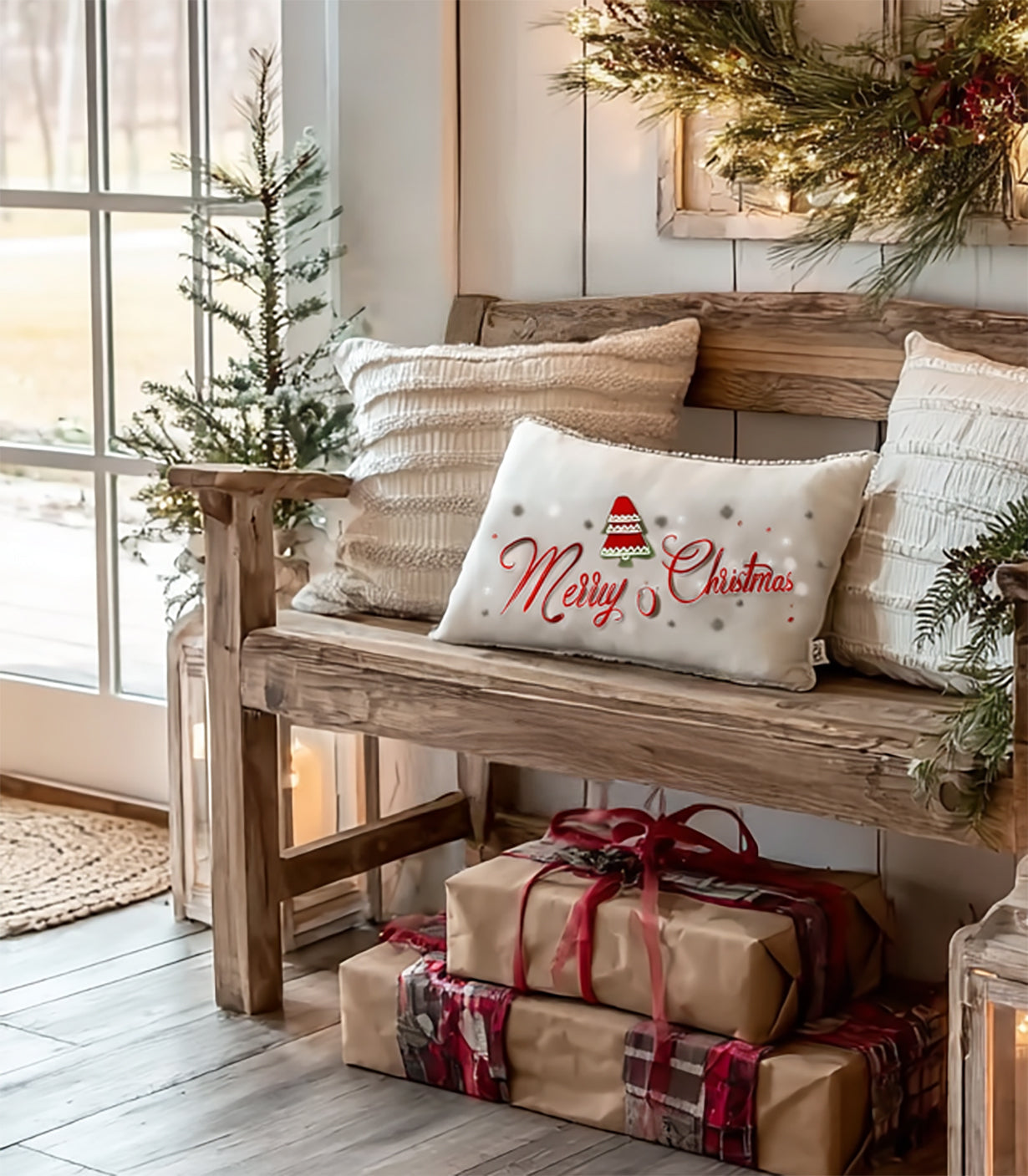 Rustikale Holzbank – handgefertigt aus Massivholz für Eingangsbereich oder Terrasse