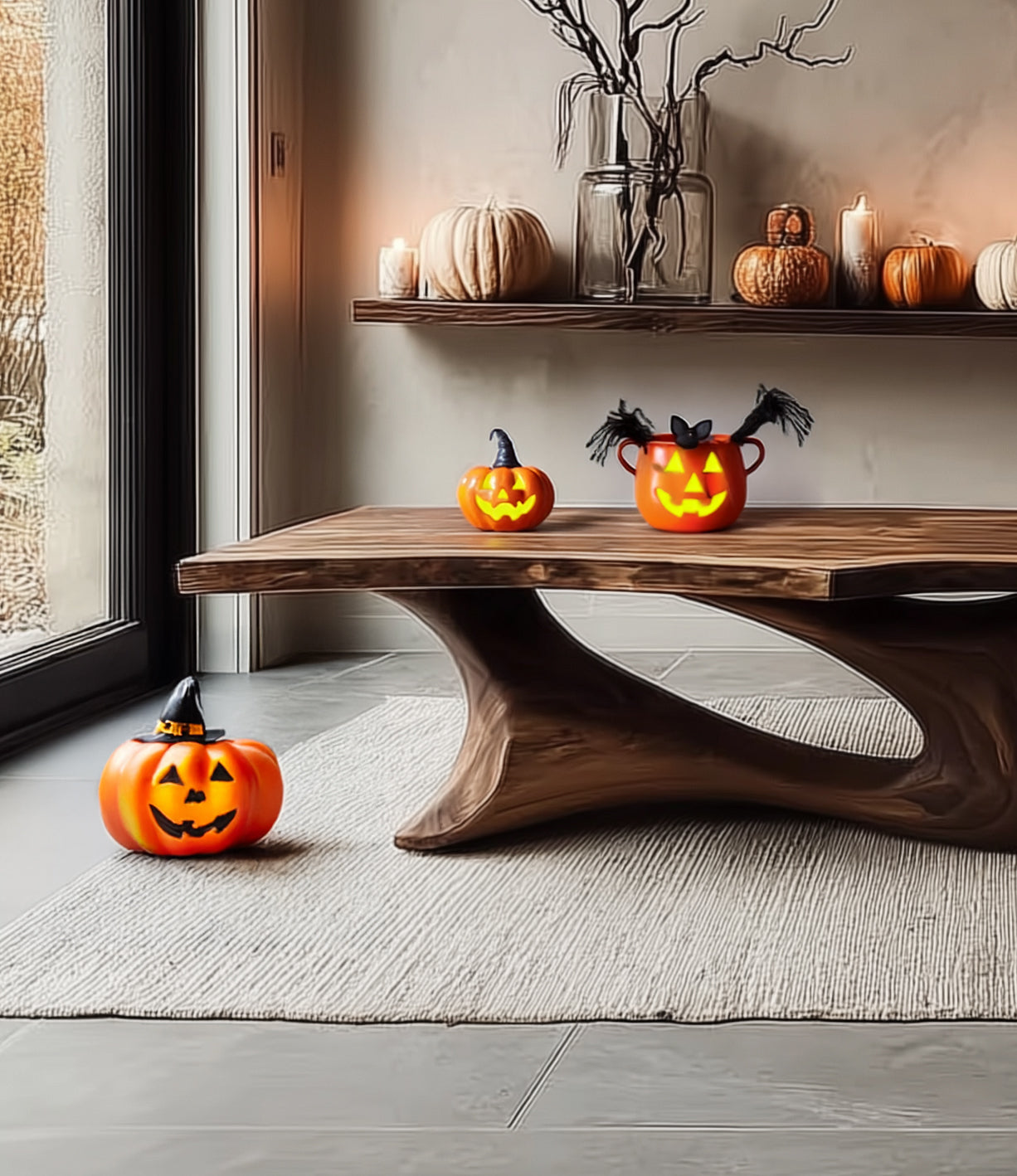 Mid-Century Live-Edge Couchtisch – Rustikaler Farmhouse-Beistelltisch