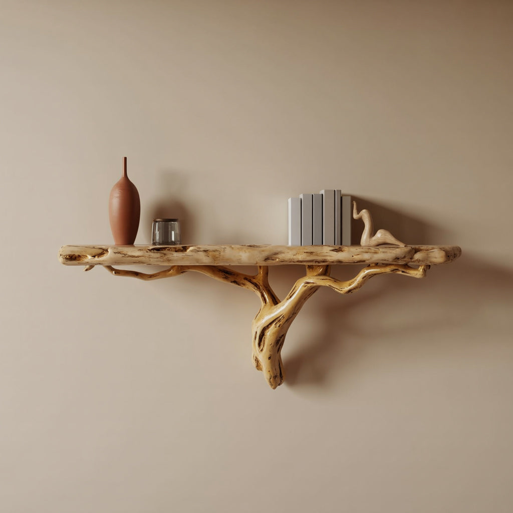 Tree Branch Floating Bücherregal aus recyceltem Massivholz