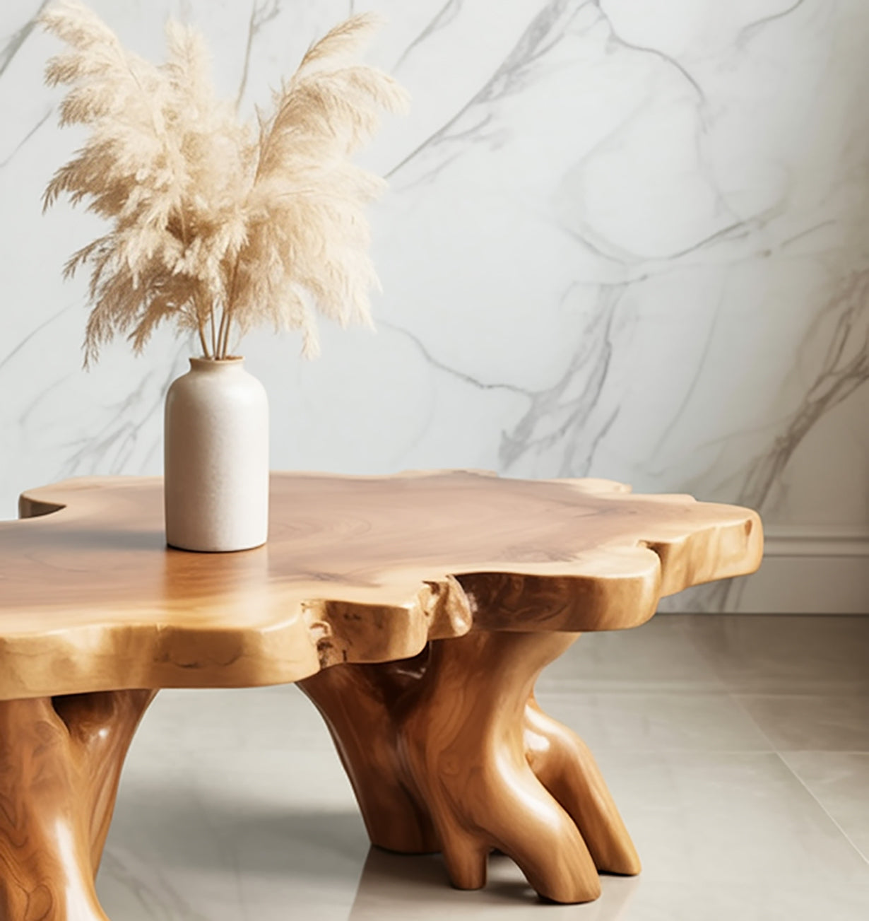 Handgefertigter Live-Edge-Couchtisch – natürliches Wurzelholz-Design