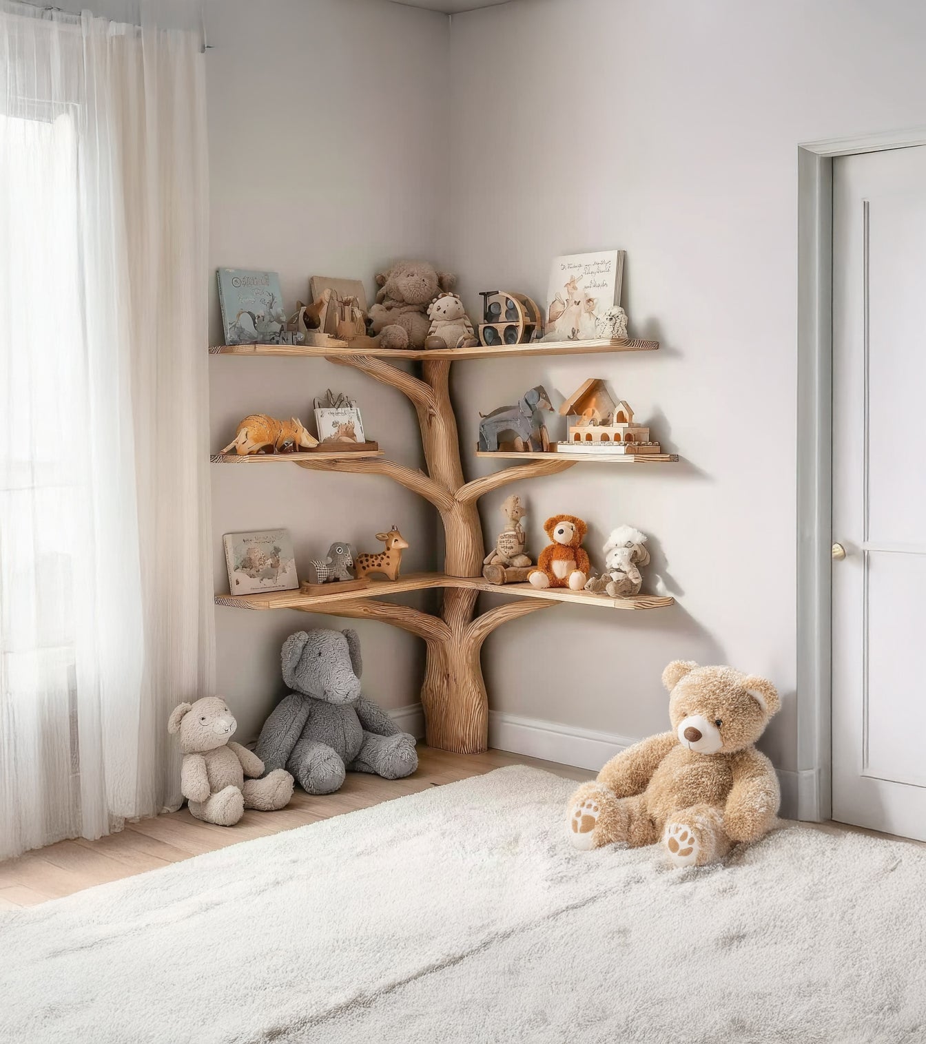 Kinder-Bücherregal in Baumform – Holzregal für Kinderzimmer oder Spielzimmer