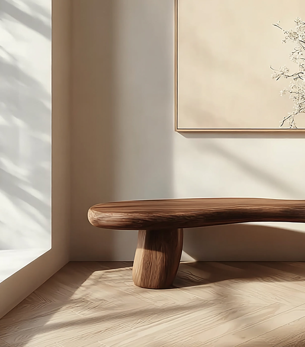 Rustikale Massivholz-Bank mit Baumkante – handgefertigter Sitz für Zuhause