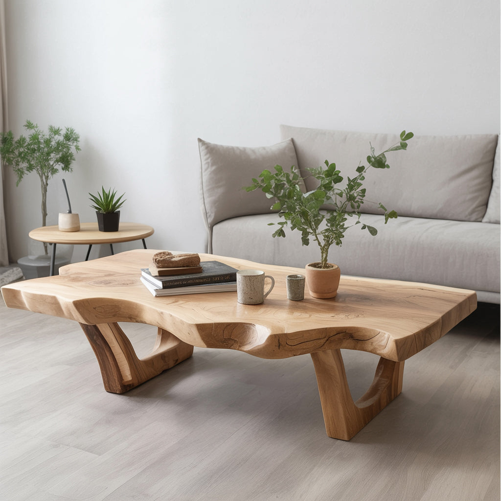 Rustikaler Massivholz-Couchtisch mit Baumkante – handgefertigt & einzigartig