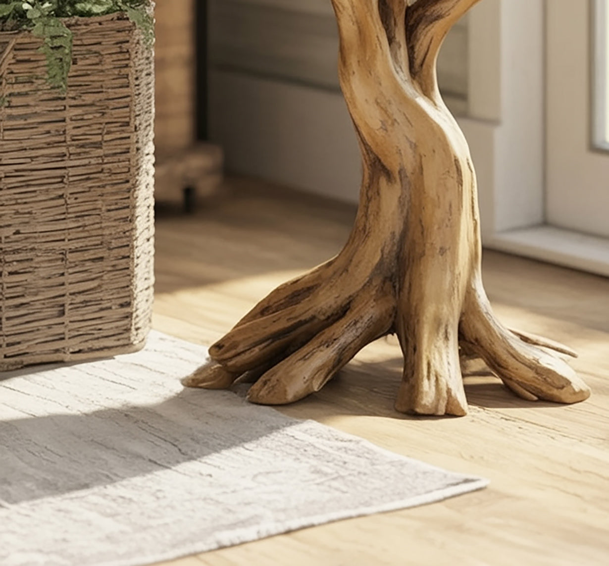 Handgefertigter rustikaler Beistelltisch aus Massivholz für stilvolle Wohnräume