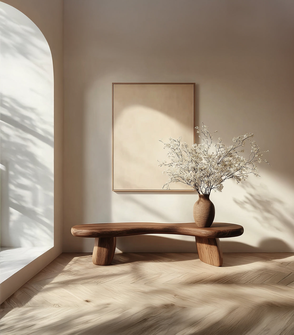 Rustikale Massivholz-Bank mit Baumkante – handgefertigter Sitz für Zuhause