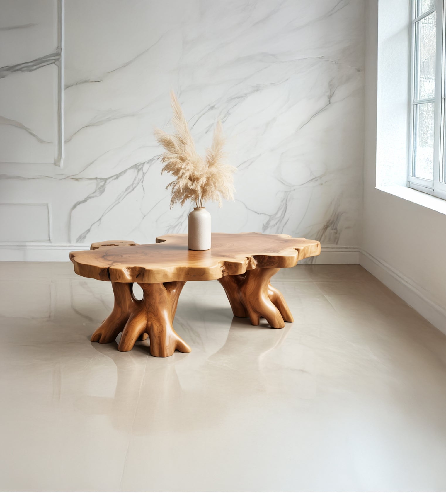 Handgefertigter Live-Edge-Couchtisch – natürliches Wurzelholz-Design