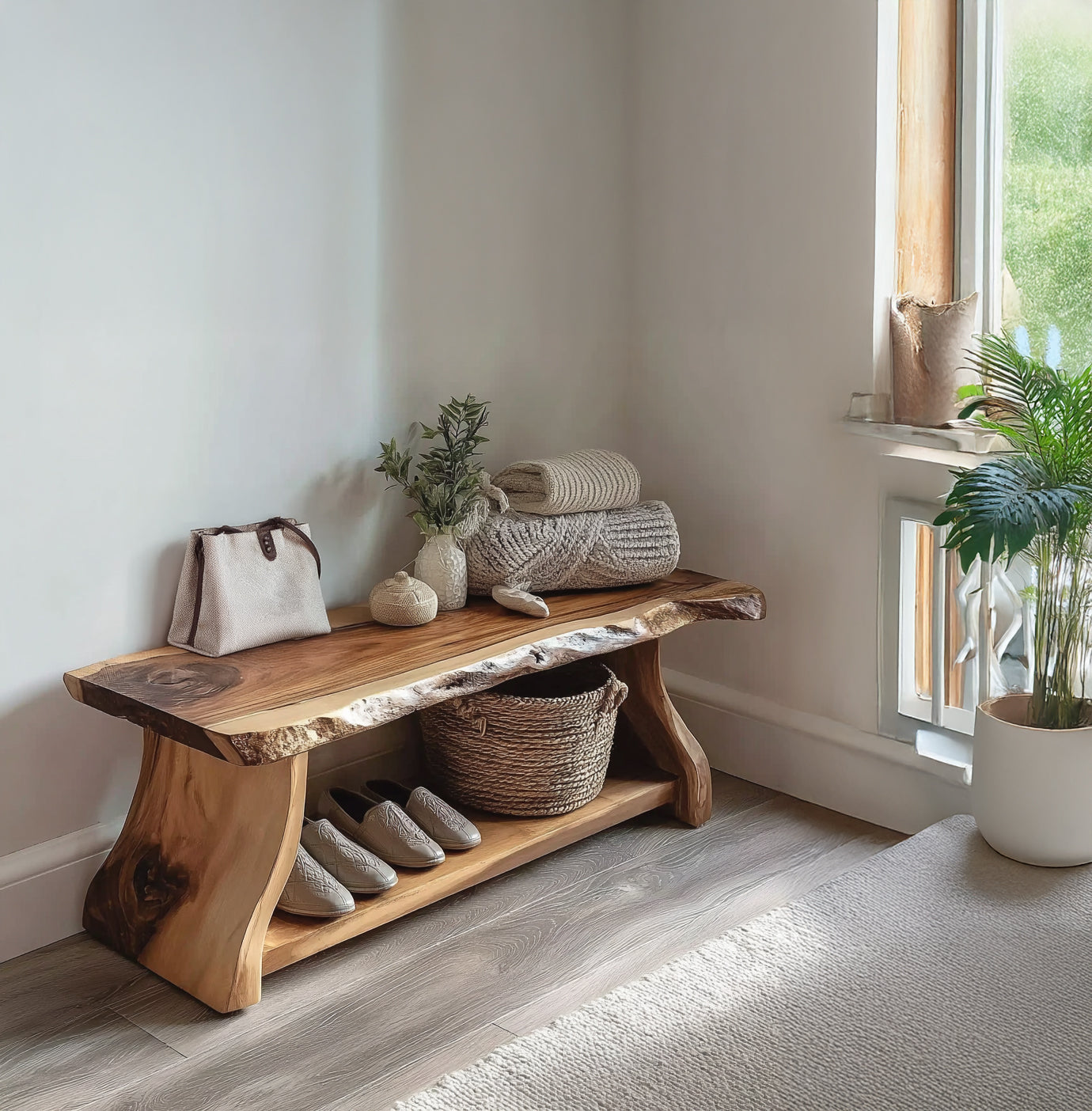 Eichen-Sitzbank mit Stauraum – Handgefertigt, individuell in Größe & Farbe