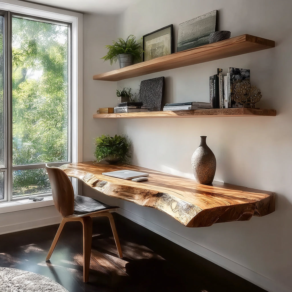 Rustikales Floating Shelf – wandmontierter Schreibtisch fürs Arbeitszimmer