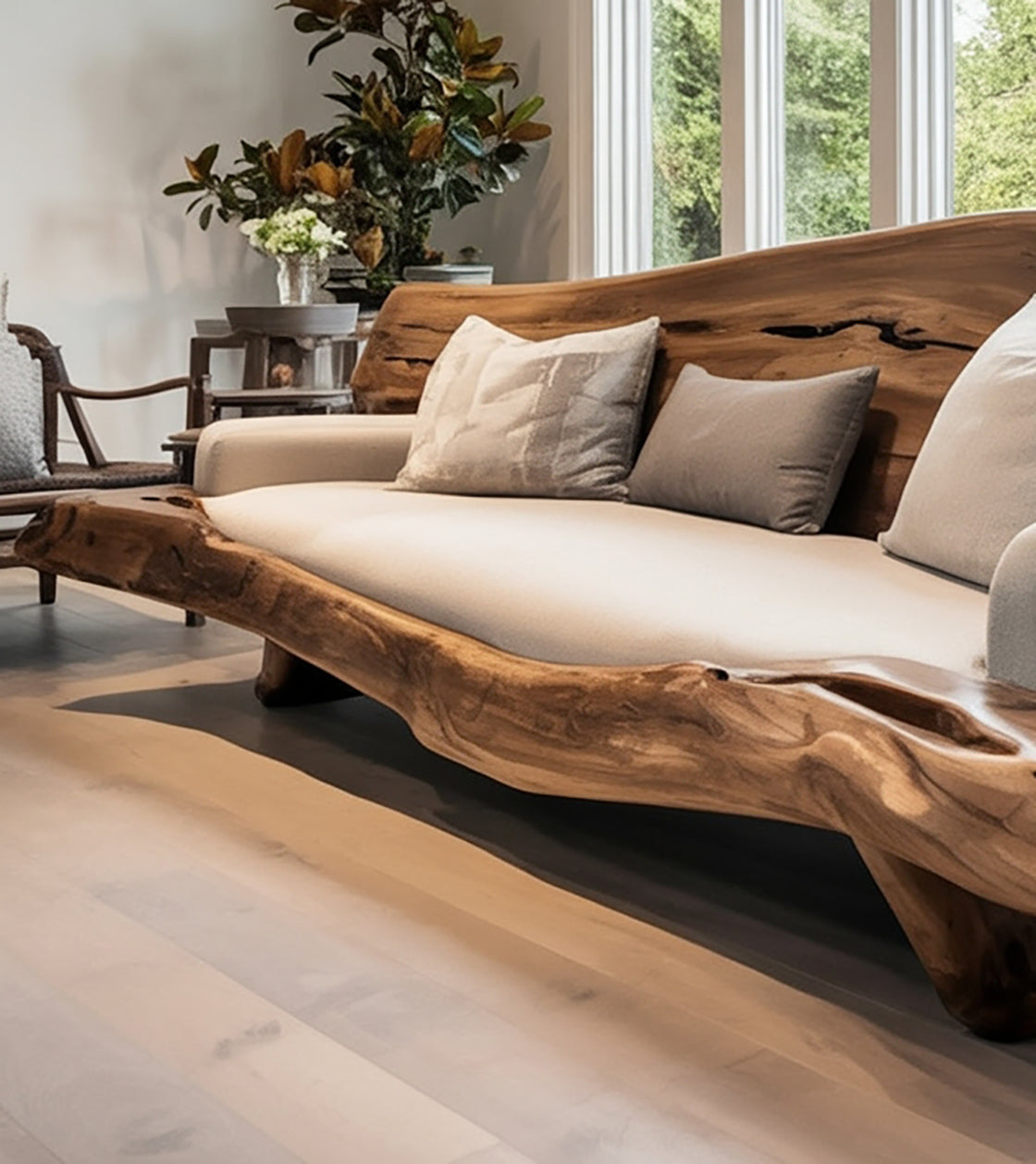 Organisch-skulpturales Holzsofa aus Massivholz – Handgefertigtes Natural-Edge-Design