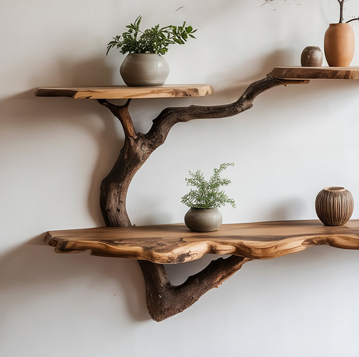 Tree Branch Floating Bücherregal aus recyceltem Massivholz