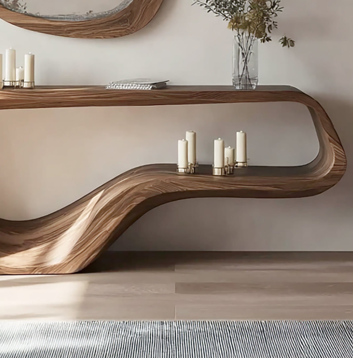 Live Edge Konsolentisch aus Massivholz – Rustikaler Flurtisch