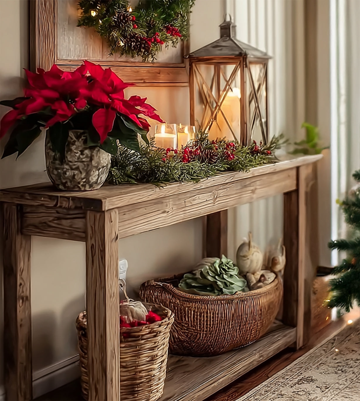 Rustikaler Massivholz-Konsolentisch – ideal für Flur, Eingang oder schmale Räume