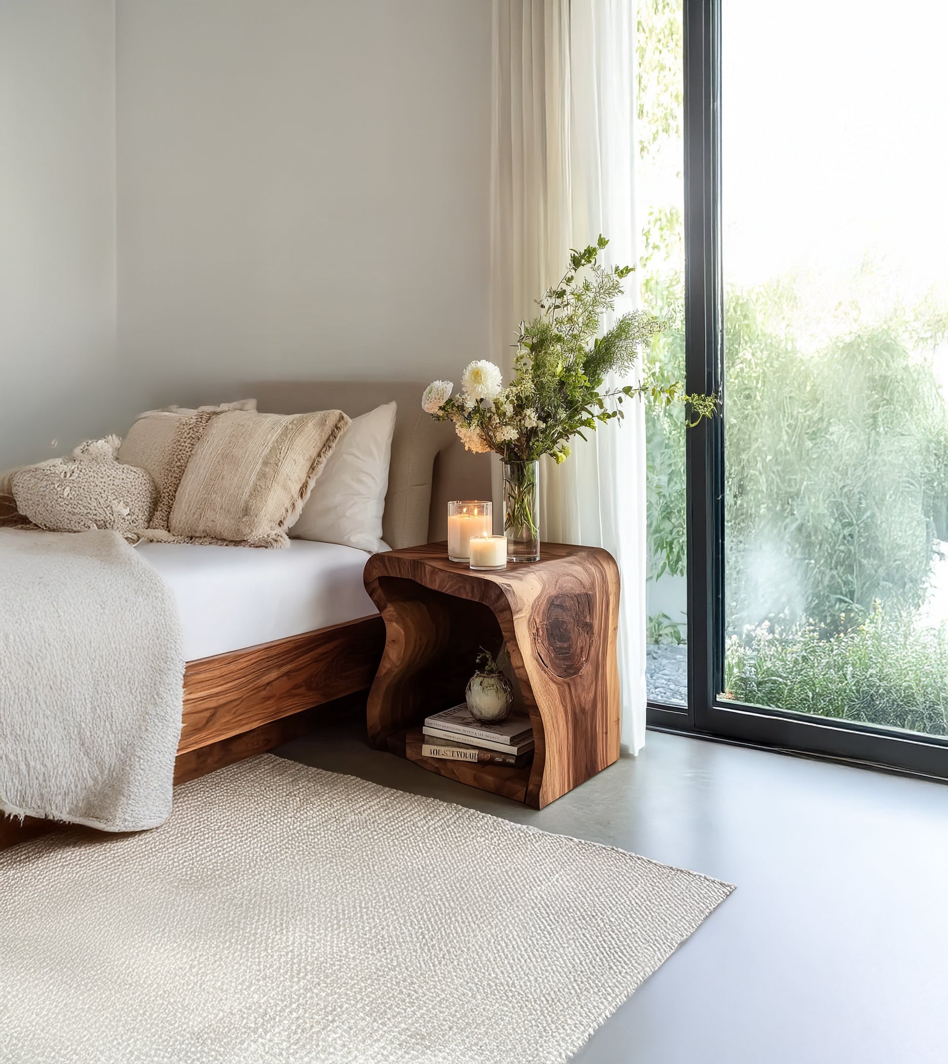 Live-Edge-Beistelltisch – Rustikaler Massivholz-Tisch für Wohnzimmer