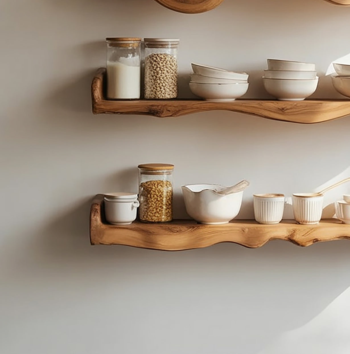 Rustikales schwebendes Wandregal – Live Edge für Bad & Wohnzimmer