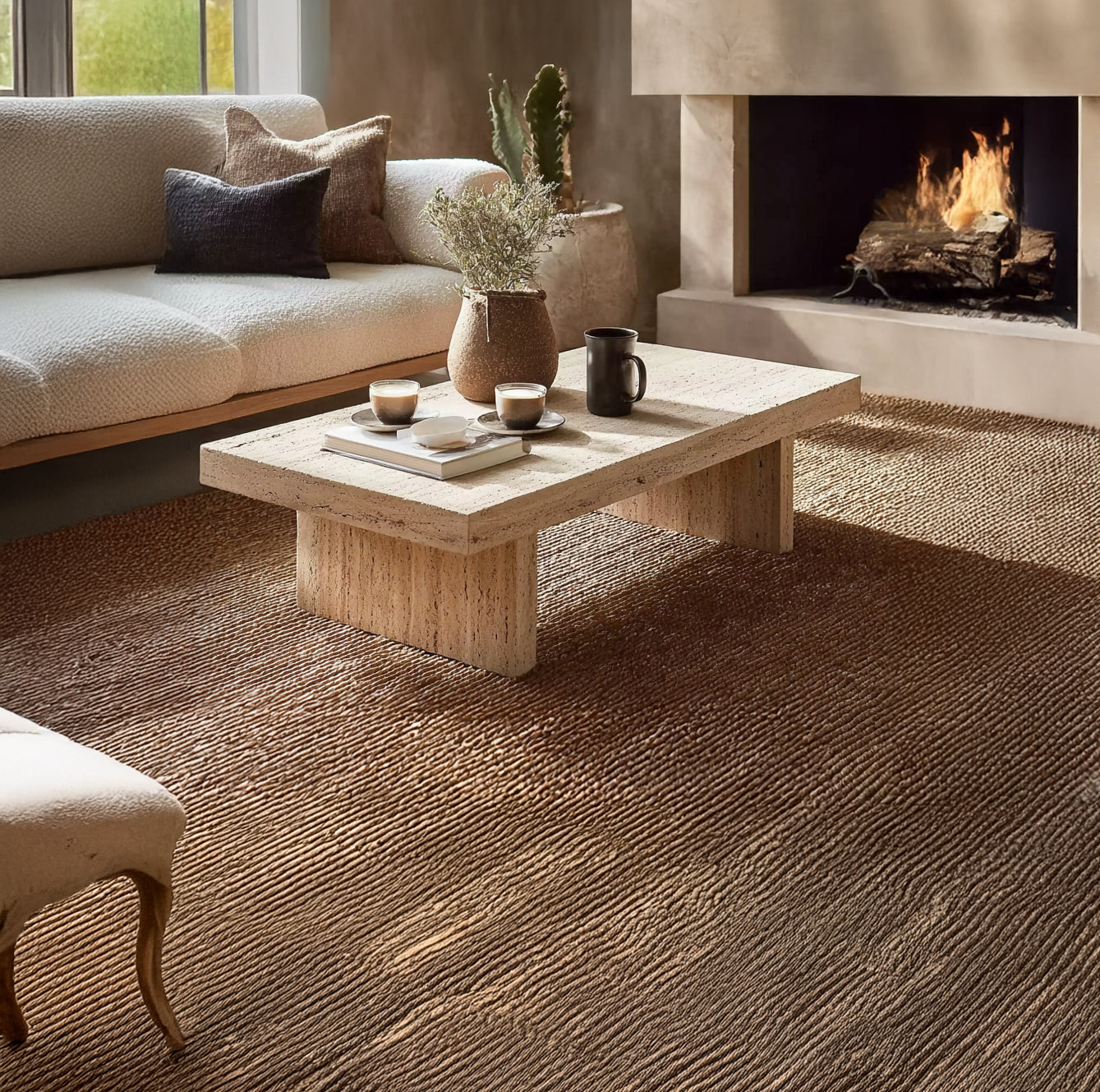 Rustikaler handgefertigter Holzcouchtisch – Massivholz mit Baumkante, Landhausstil