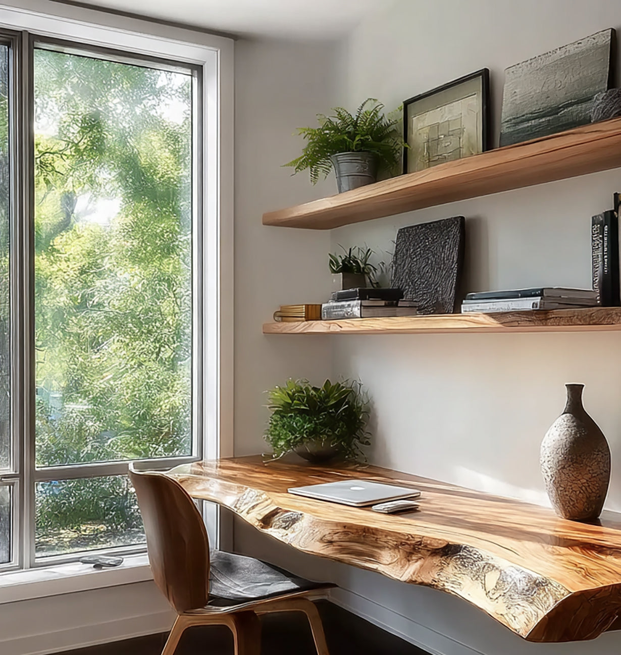 Rustikales Floating Shelf – wandmontierter Schreibtisch fürs Arbeitszimmer