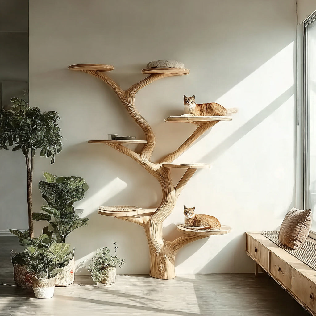 Holz Katzenbaum aus Treibholz – Wand Katzenkletterbaum