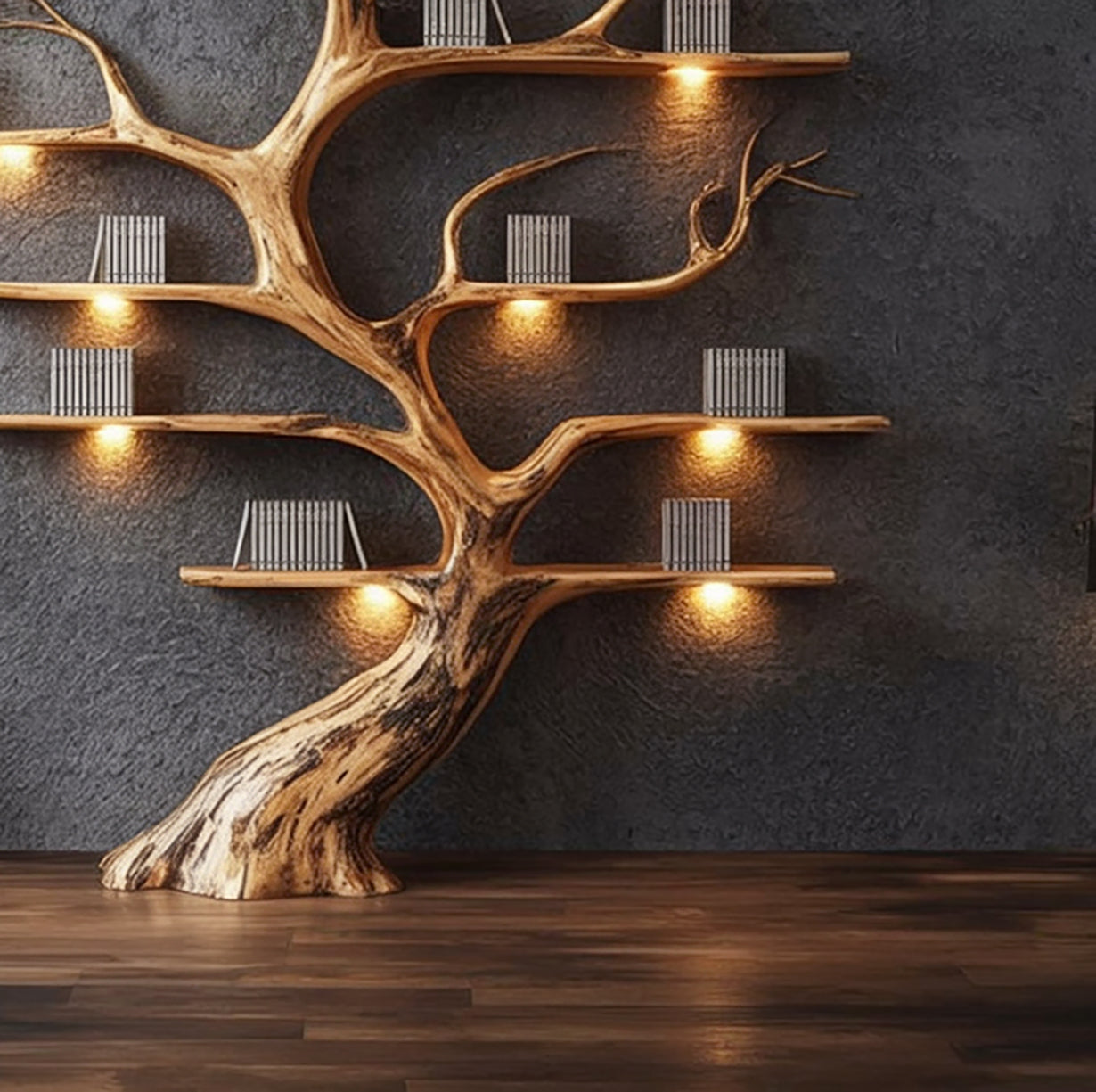 Rustikales Tree Branch Floating Shelf aus Treibholz – Wanddeko Kunst