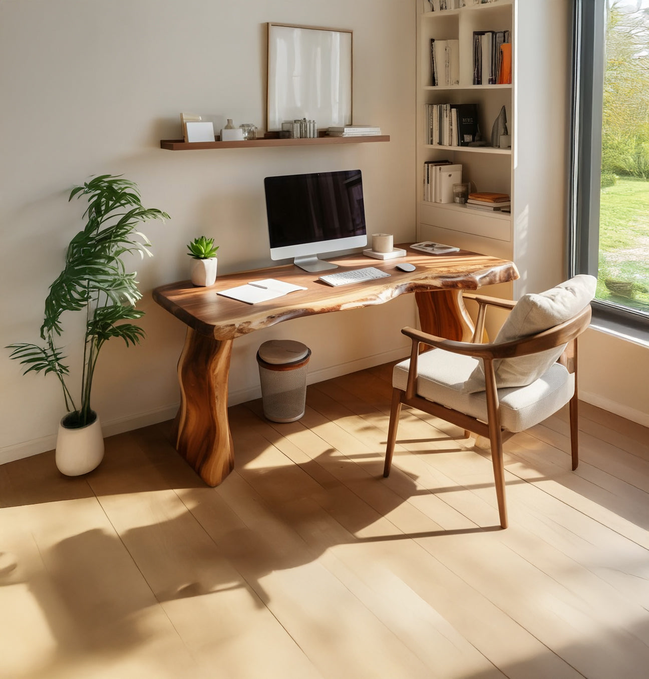 Handgefertigter Live-Edge Schreibtisch aus Massivholz für Homeoffice