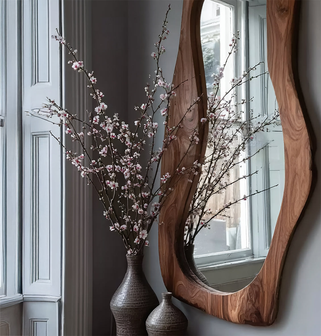 Live-Edge-Holz-Wandkunst & Standspiegel – Einzigartige Wohnraumdekoration
