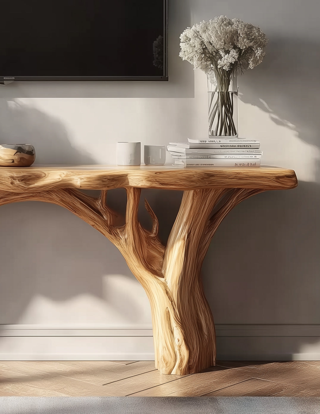 TV-Board mit Baumkante – Handgefertigt, rustikal & aus Massivholz