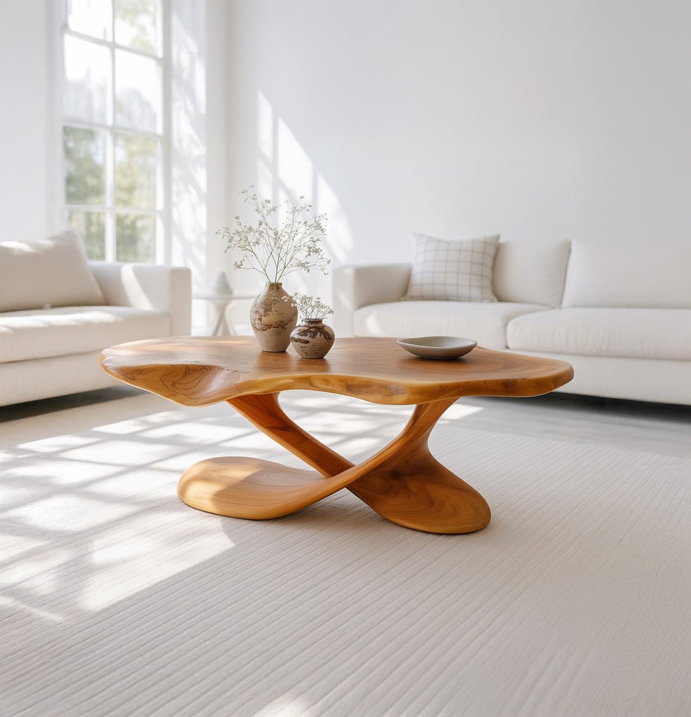 Holz-Couchtisch – Organischer Moderner Massivholz-Wohnzimmertisch
