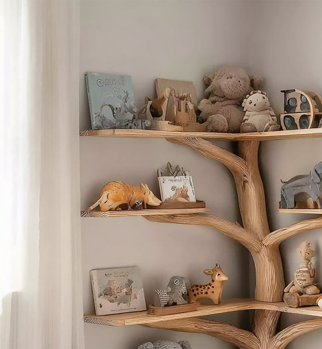 Kinder-Bücherregal in Baumform – Holzregal für Kinderzimmer oder Spielzimmer