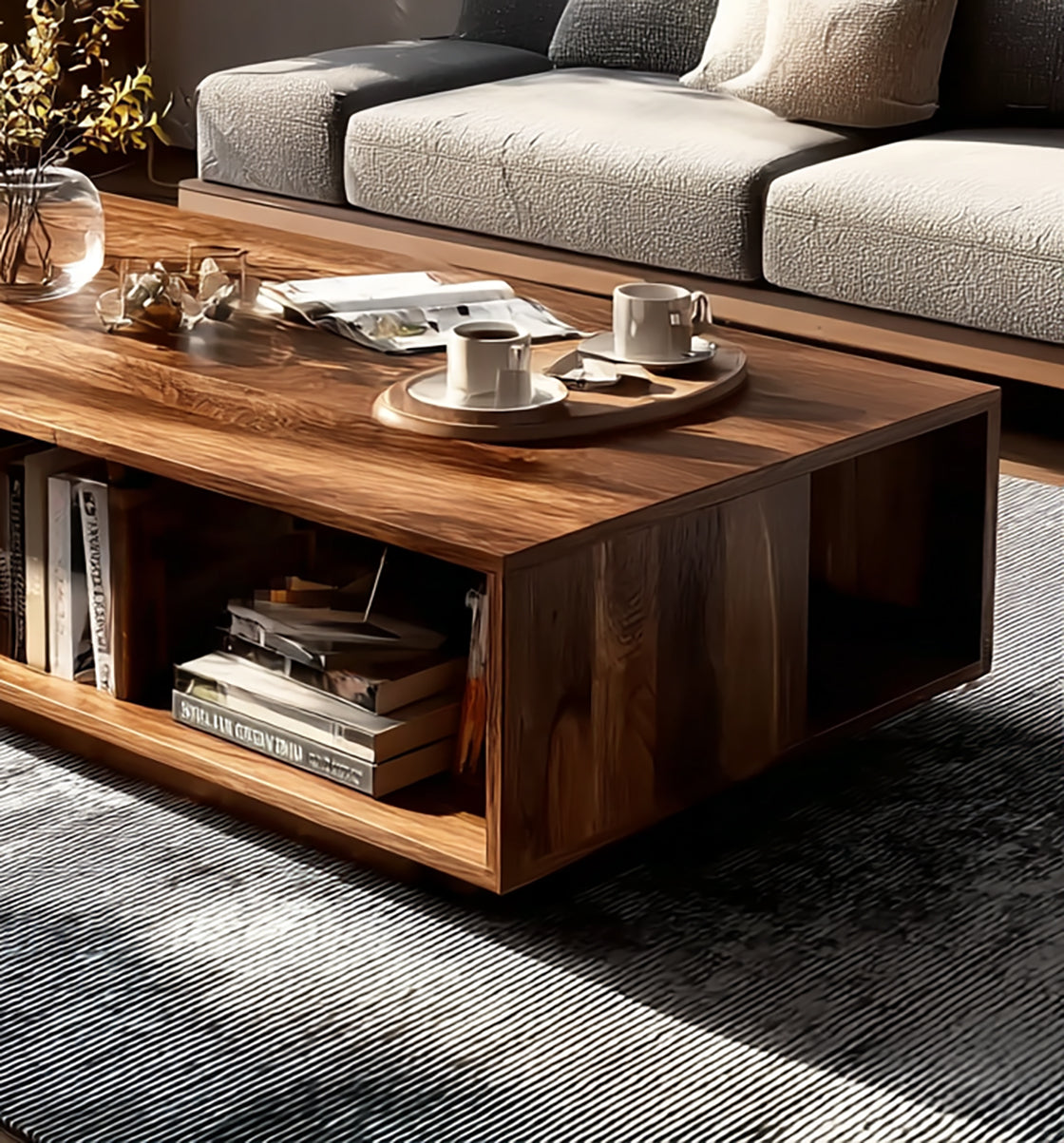 Handgefertigter Boho-Couchtisch – Massivholz mit modernem Design