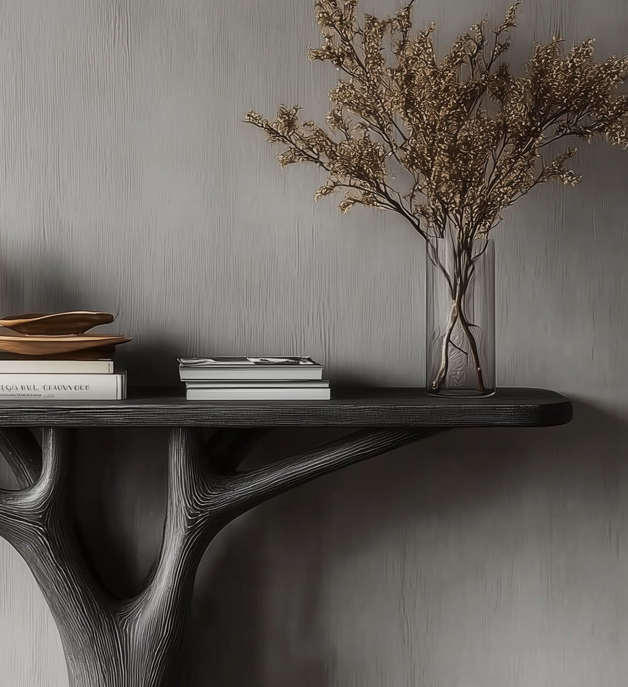 Moderner Konsolentisch mit Baumast – Handgefertigter Holz-Eingangstisch