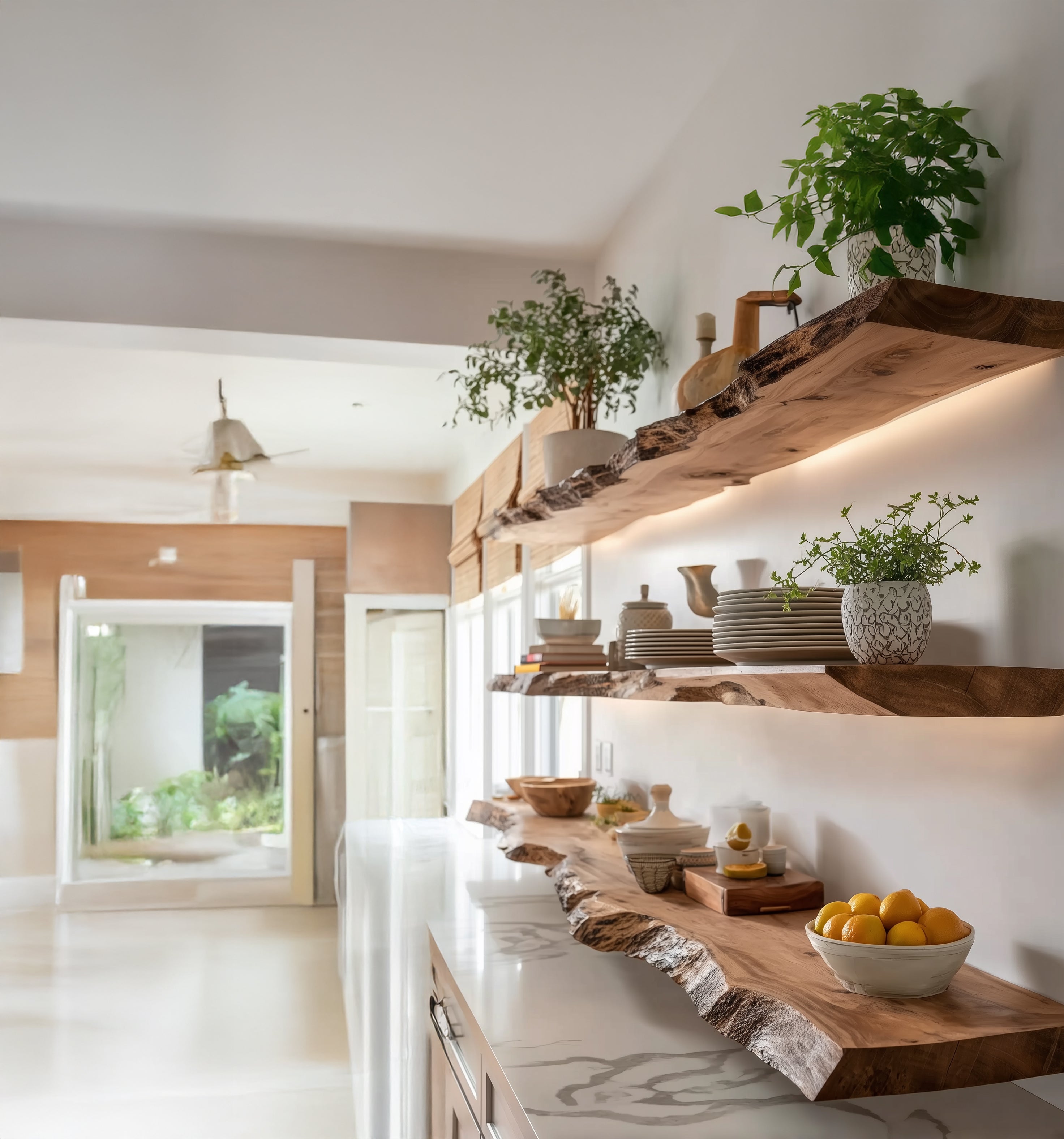 Live-Edge-Wandregal aus Massivholz – rustikal für Küche & Wohnzimmer