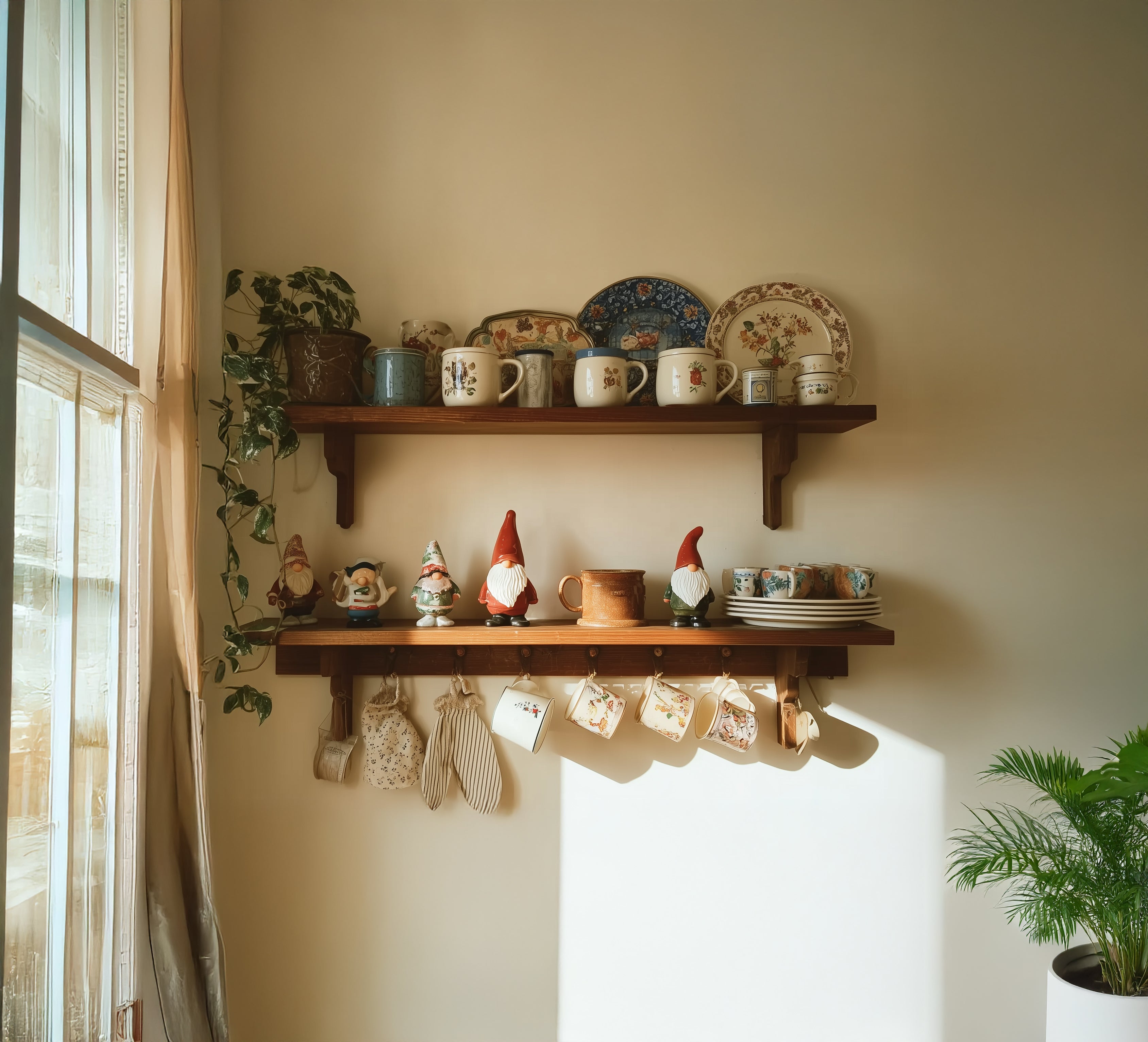 Walnuss Wandregal mit Baumkante – Rustikales Regal für Schlafzimmer, Küche & Kinderzimmer