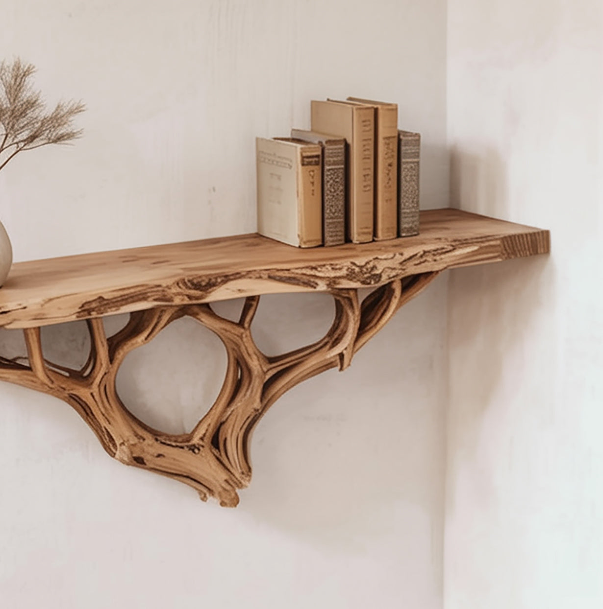 Schwebendes Tree Bücherregal aus Massivholz – Treibholz Wandkunst