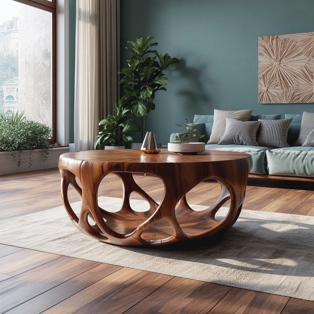 Couchtisch mit Naturkante – handgefertigter Massivholz-Bauernhaustisch