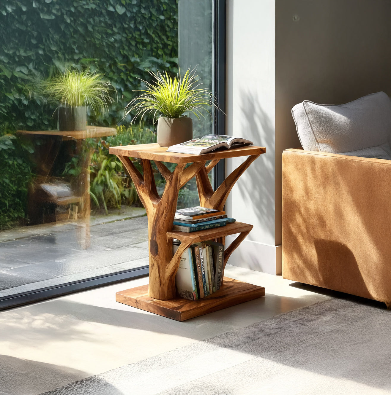 Runder Beistelltisch aus Massivholz – Live Edge Farmhouse