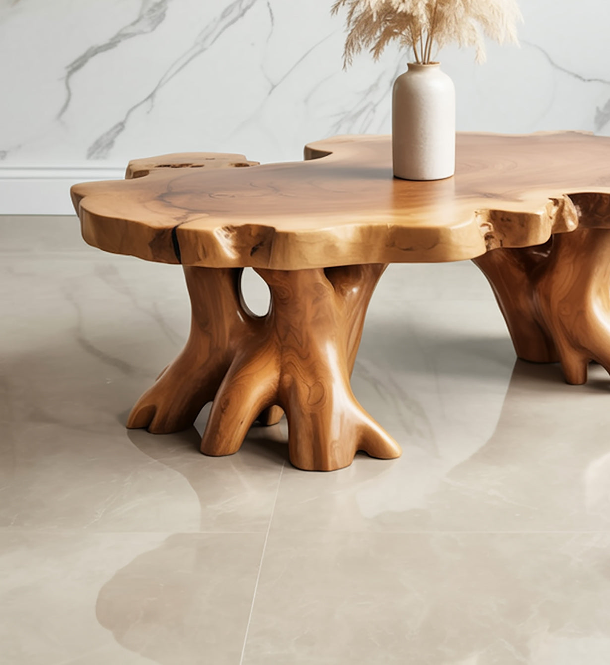 Handgefertigter Live-Edge-Couchtisch – natürliches Wurzelholz-Design