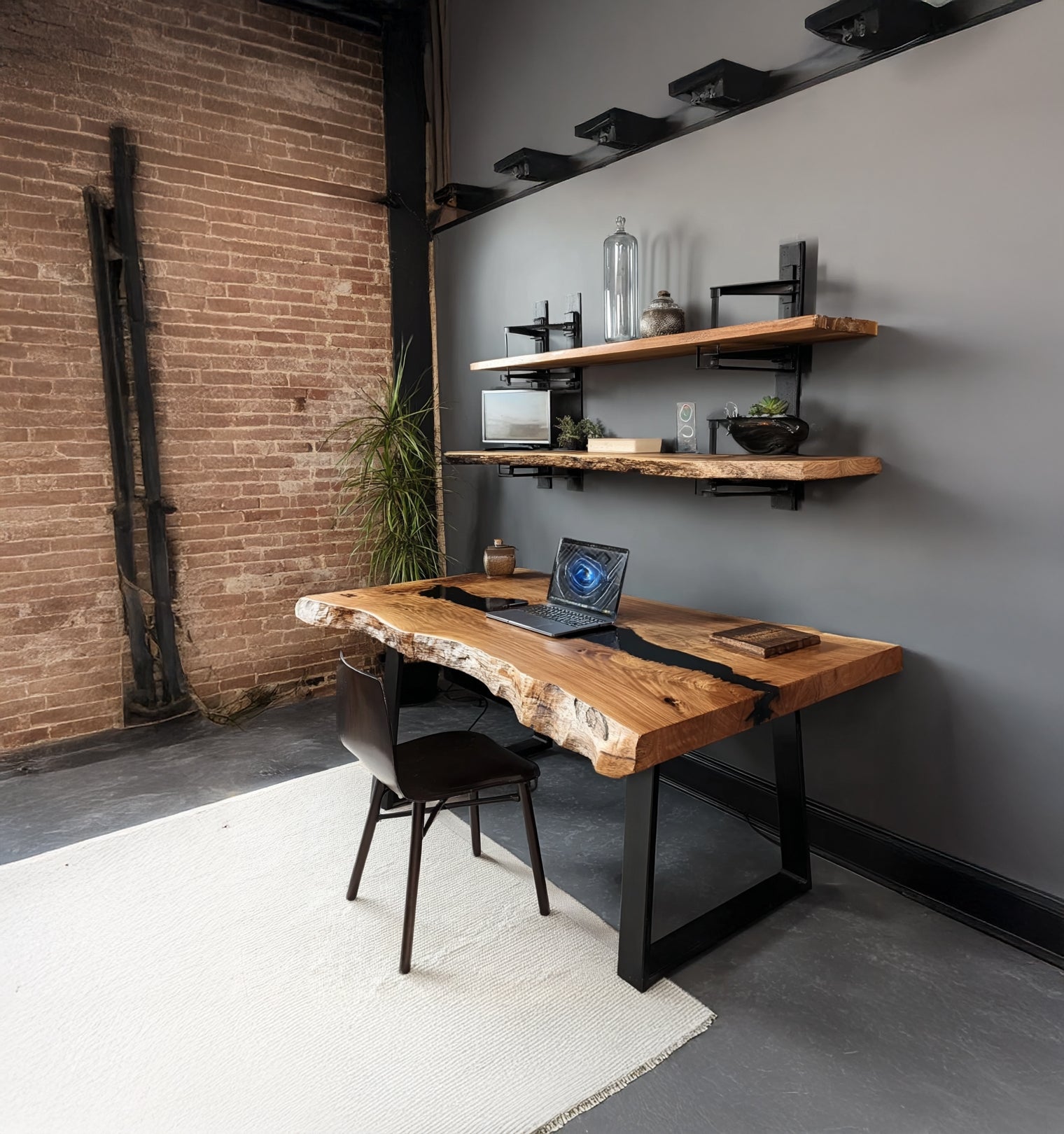 Handgefertigter Epoxid-Schreibtisch – Massivholz-Bürotisch mit Resin-Fluss