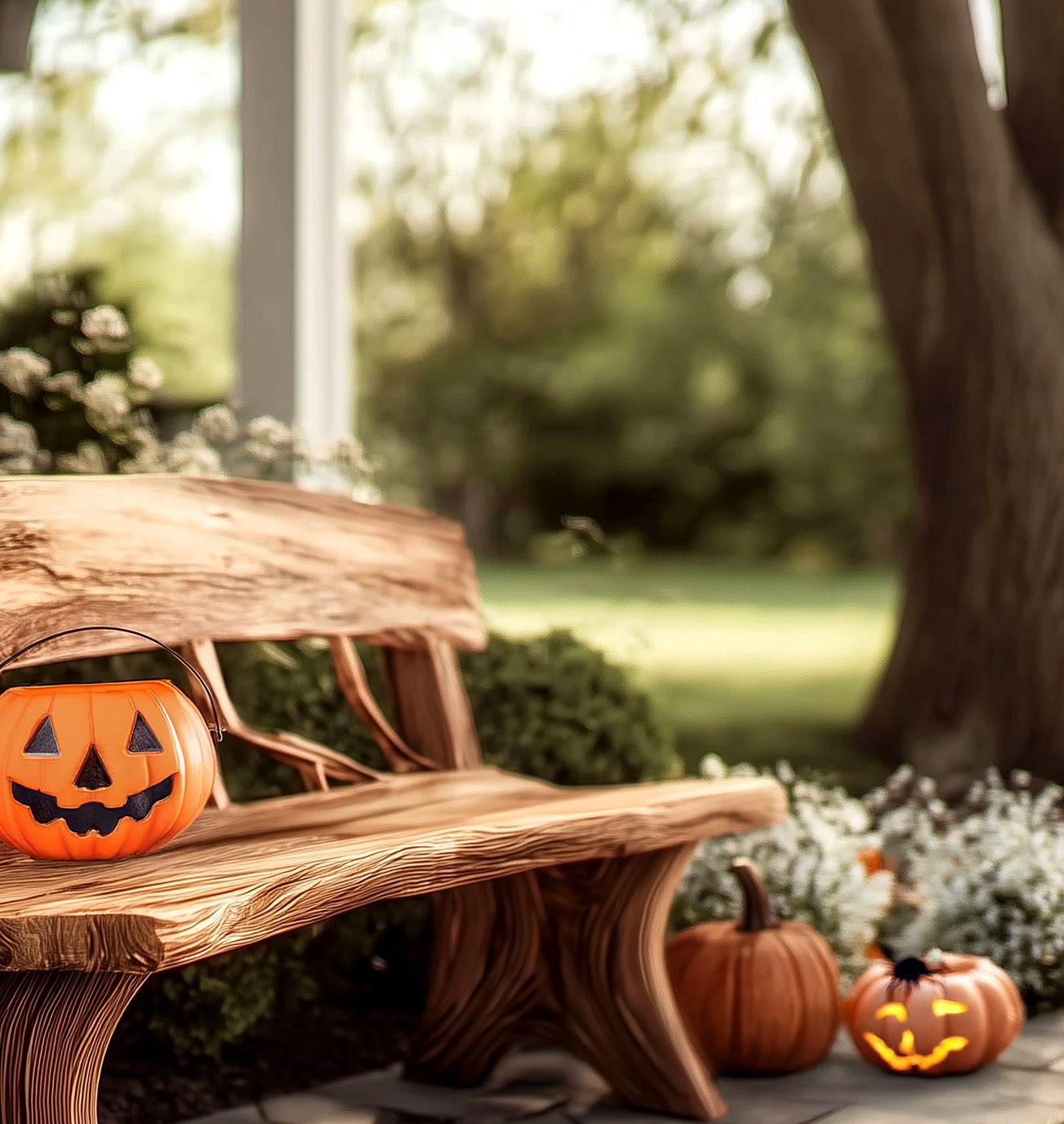 Rustikale Outdoor-Bank mit Live Edge – Geschwungene Holzbank für Garten & Terrasse