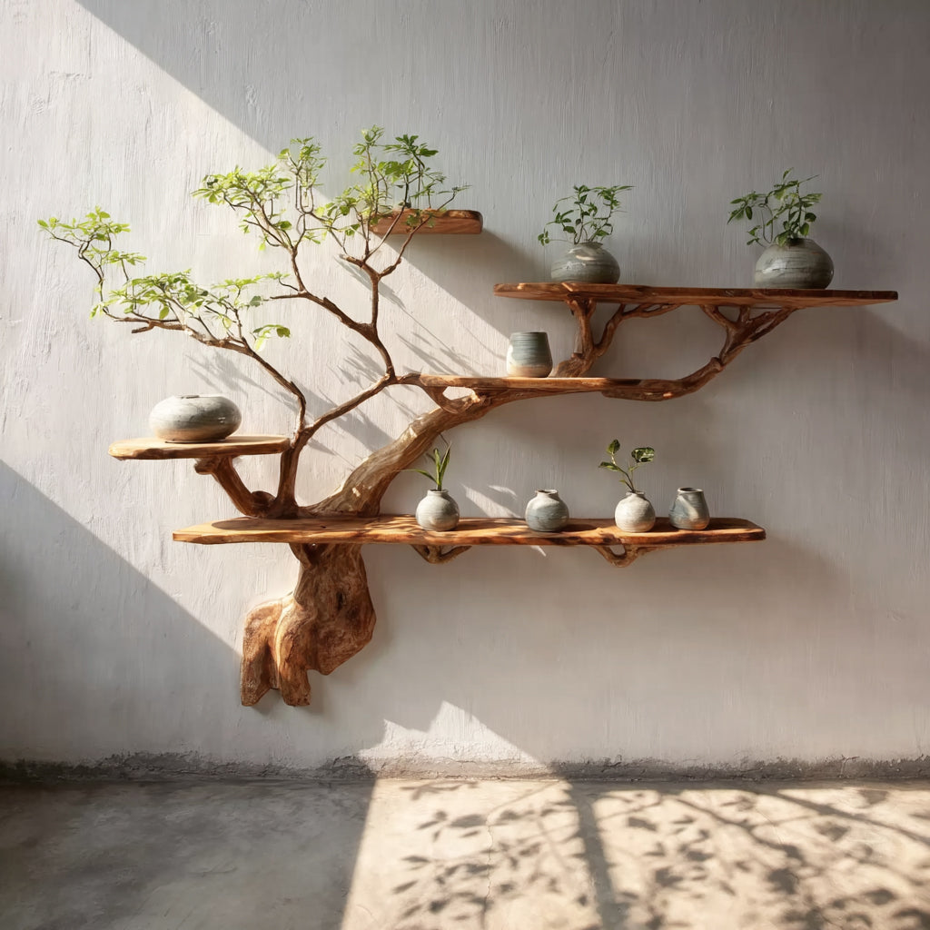 Treibholz-Schweberegal – Rustikales Baumzweig-Wandregal für Bücher