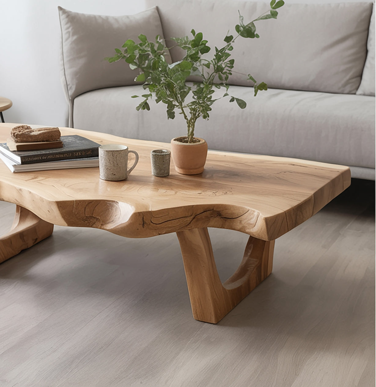 Rustikaler Massivholz-Couchtisch mit Baumkante – handgefertigt & einzigartig