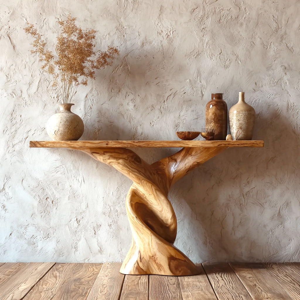 Handgefertigter Rustikaler Massivholz-Konsolentisch für Flur & Wohnzimmer