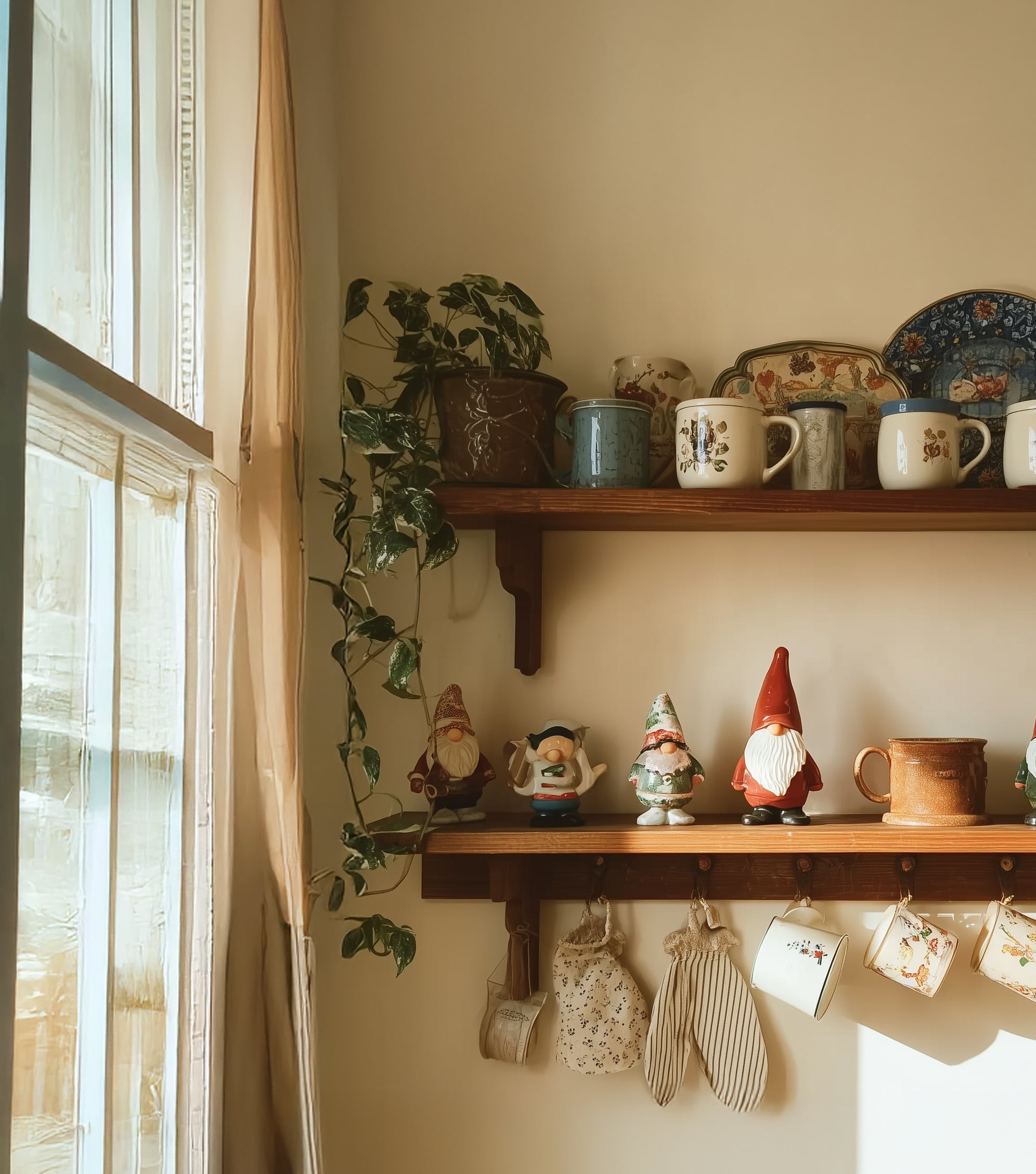 Walnuss Wandregal mit Baumkante – Rustikales Regal für Schlafzimmer, Küche & Kinderzimmer