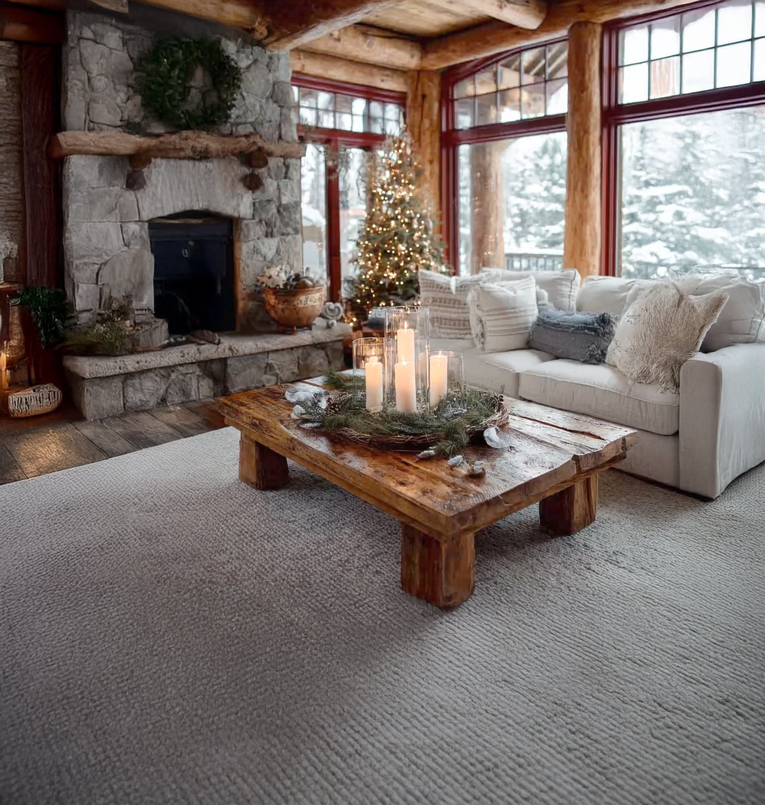 Massivholz-Couchtisch mit Naturkante – Mid-Century Rustikaler Wohnzimmertisch