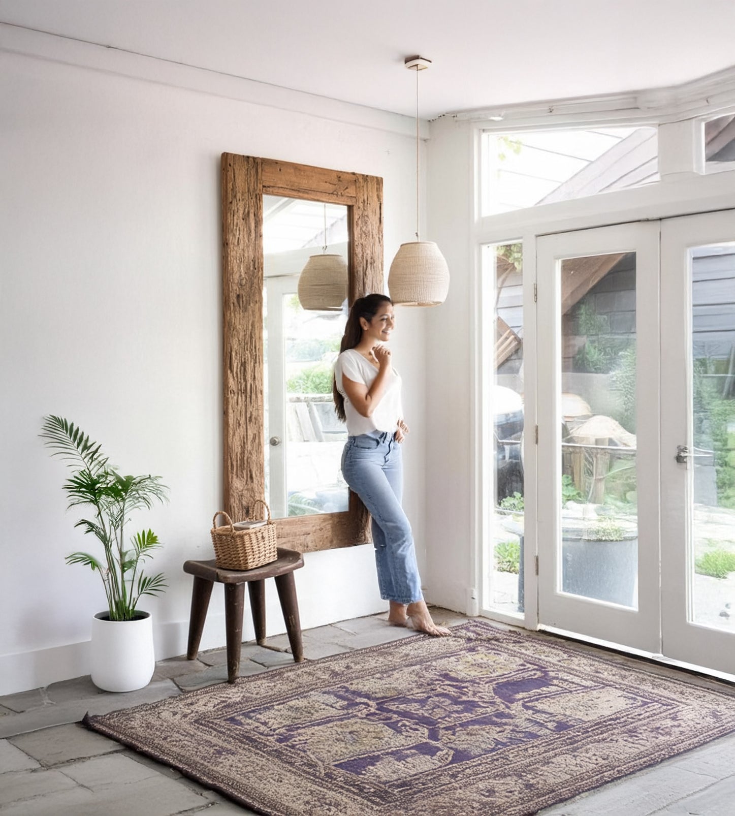 Holz-Ganzkörperspiegel – Handgefertigt, Mid-Century, Wohnkultur & Geschenk