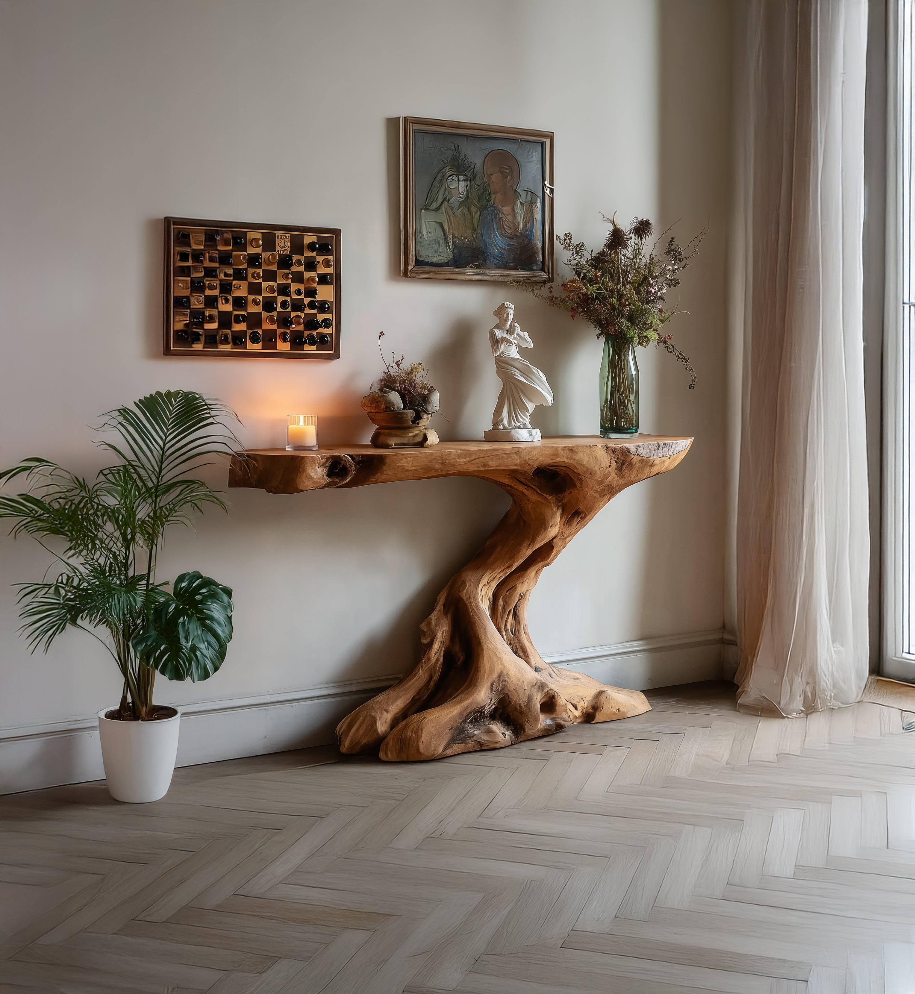 Rustikaler Konsolentisch aus Holz – recycelter Flur- oder moderner Landhaus-Beistelltisch