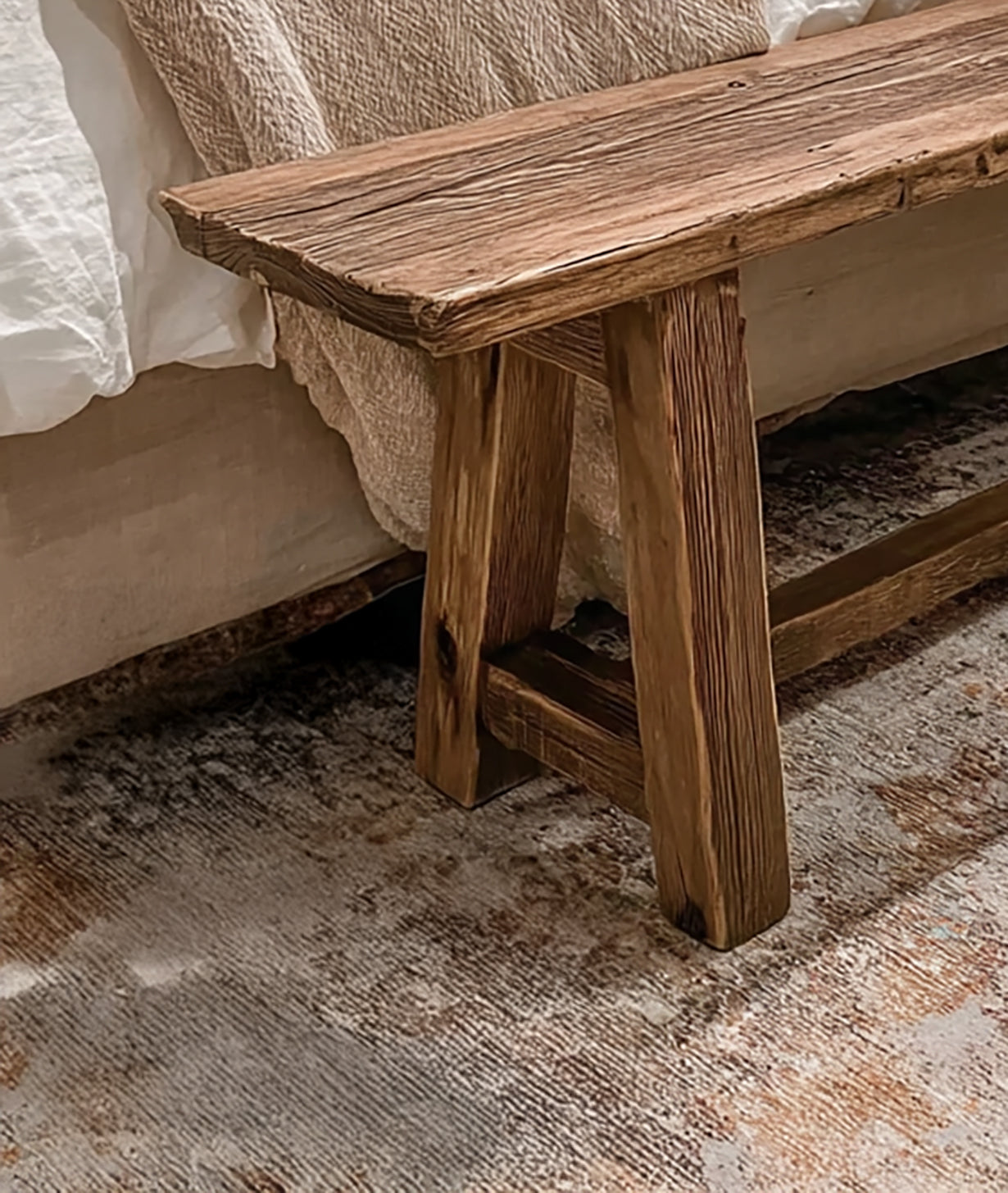 Eingangsbank aus recyceltem Holz – Rustikale Flur- und Diele-Bank